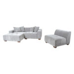 Kampinė sofa DAHLIA LC, šviesiai pilka - Image 5