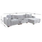 Kampinė sofa DAHLIA RC, šviesiai pilka - Image 8