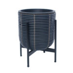 Sodinukas WICKER su stovu, 30x30xH38cm, juodos/rudos spalvos