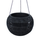 Pakabinamas vazonas WICKER D32xH22cm, juodos spalvos - Image 2