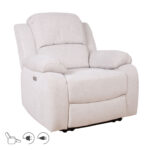 Atlošiamas fotelis FELICIA su elektriniu mechanizmu, natūralus baltas