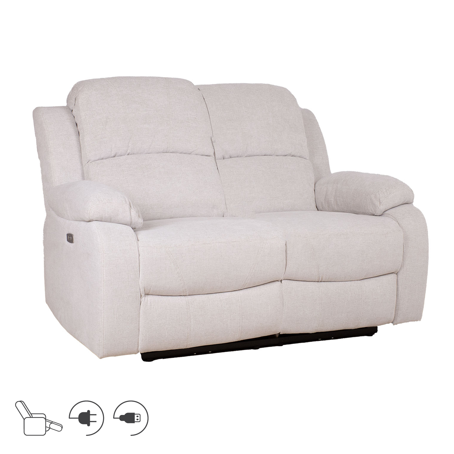 38261 Dvivietė atlošiama sofa FELICIA su elektriniu mechanizmu, natūrali balta - Image 1