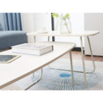 Kavos staliukas DUO 2vnt 120x48xH40cm, 75x40xH48cm, šviesaus medžio/smėlio spalvos - Image 6