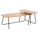 Kavos staliukas DUO 2vnt 120x48xH40cm, 75x40xH48cm, pelenų/juodas