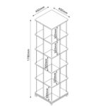 Knygų lentyna FERDIE pasukama 45x45xH176cm, pelenų/juoda - Image 3