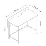 Rašomasis stalas HARPER 100×49,5xH85cm, pelenų/juodas - Image 5