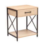 Šoninis staliukas / naktinis staliukas HEDVIG 48x40xH60cm, uosio/juodos spalvos