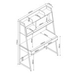 Rašomasis stalas STUDIJA su savimi 124x54xH171cm, ąžuolo/baltos spalvos - Image 2