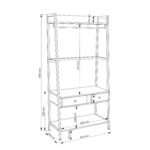 Prieškambario lentyna LAVINIA 84x40xH169cm, pelenų/juoda - Image 2