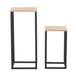 Šoninis staliukas HANNES 2 vnt. rinkinys 26x26xH60cm, 22x22xH40cm, kaimiškas melaminas - Image 2