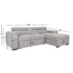 Kampinė sofa-lova ODELIA RC, pilka - Image 8
