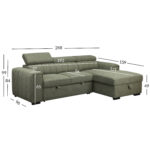 Kampinė sofa-lova ODELIA RC, šviesiai žalia - Image 3