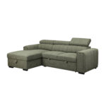 Kampinė sofa-lova ODELIA LC, šviesiai žalia