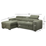 Kampinė sofa-lova ODELIA LC, šviesiai žalia - Image 3