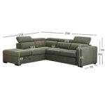 Kampinė sofa-lova ODELIA-2 LC, šviesiai žalia - Image 4