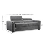 Sofa-lova KINGSTON 3 vietų 198x96xH76/94cm, tamsiai pilka - Image 3