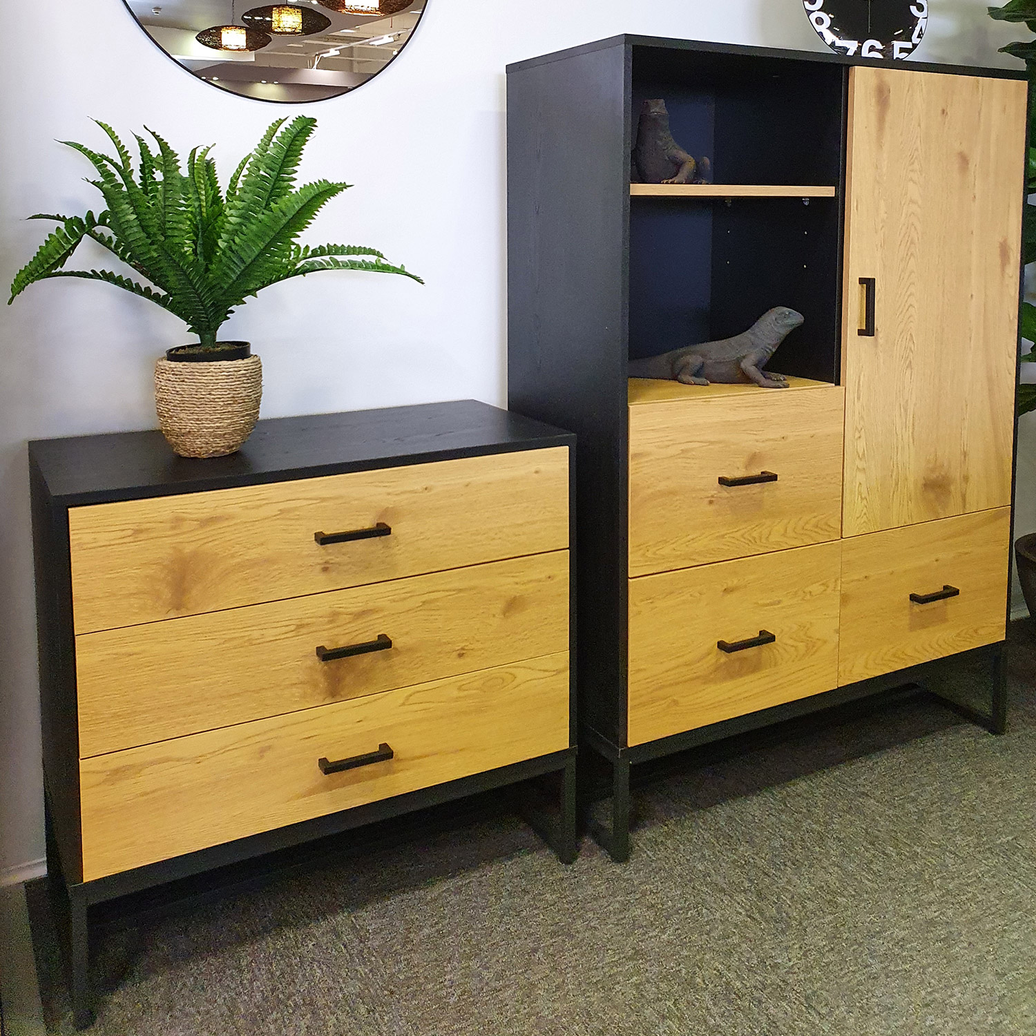 45035_08 Komoda AMSTERDAM 100x40xH140cm, ąžuolas/juoda - Image 1