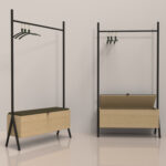 Drabužių lentyna AALBORG su suoliuku 97x32xH180cm, ąžuolas - Image 12