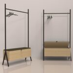 Drabužių lentyna AALBORG su suoliuku 97x32xH180cm, ąžuolas - Image 13