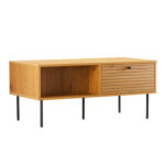 Kavos staliukas LINE 100x50xH45cm, melaminas su ąžuolo žieve