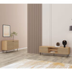 Spintelė LINE 110x40xH74cm, melaminas su ąžuolo žieve - Image 9