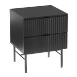 Naktinis staliukas SEQUENCE su 2 stalčiais 45x40xH55cm, juodas - Image 7
