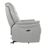 Atlenkiamas fotelis BALDWIN su elektriniu pakėlimo mechanizmu, smėlio spalvos oda - Image 4