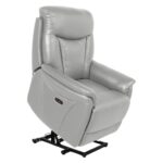 Atlenkiamas fotelis BALDWIN su elektriniu pakėlimo mechanizmu, smėlio spalvos oda - Image 10