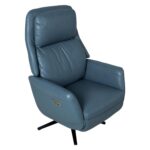 Atlenkiamas fotelis DAMIANO su elektriniu mechanizmu, mėlyna oda - Image 7