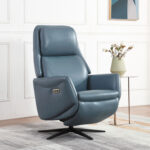 Atlenkiamas fotelis DAMIANO su elektriniu mechanizmu, mėlyna oda - Image 9