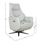 Atlenkiamas fotelis DAYANA su elektriniu mechanizmu, smėlio spalvos oda - Image 2