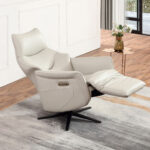 Atlenkiamas fotelis DAYANA su elektriniu mechanizmu, smėlio spalvos oda - Image 11