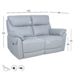 2 vietų sofa BOWEN su elektriniu mechanizmu, pilkšvai smėlio spalvos, natūrali oda - Image 7