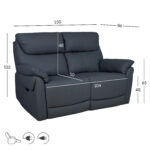 2 vietų sofa BOWEN su elektriniu mechanizmu, tamsiai pilka natūrali oda - Image 7