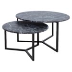 Kavos staliukas AKIRA 2 vnt. rinkinys D80xH45cm, D60xH37cm, tamsiai pilka - Image 2