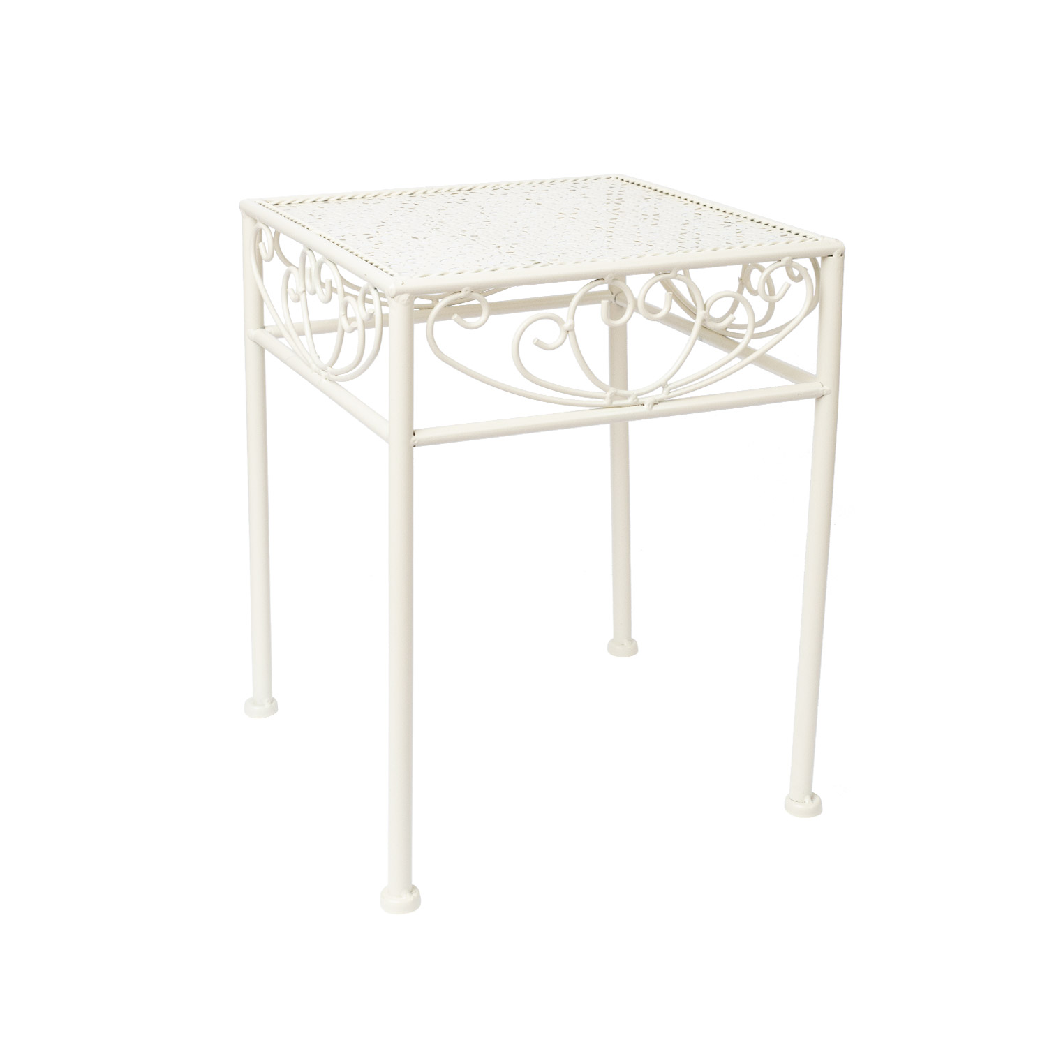 76710 Gėlių stovas SANDY 28x28xH38cm, antikvarinės baltos spalvos - Image 1