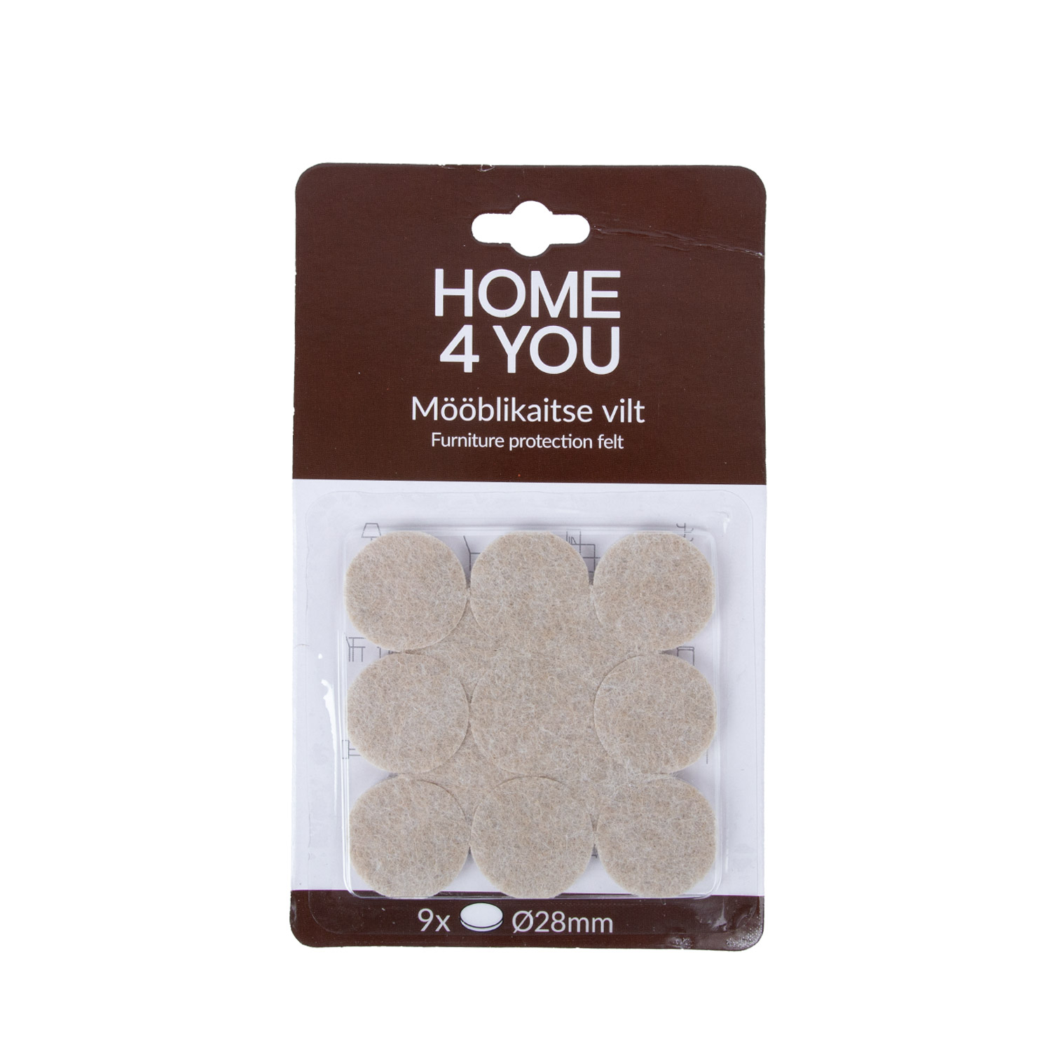 77187 Apsauginės veltinio pagalvėlės D28mm, 9vnt, smėlio spalvos - Image 1