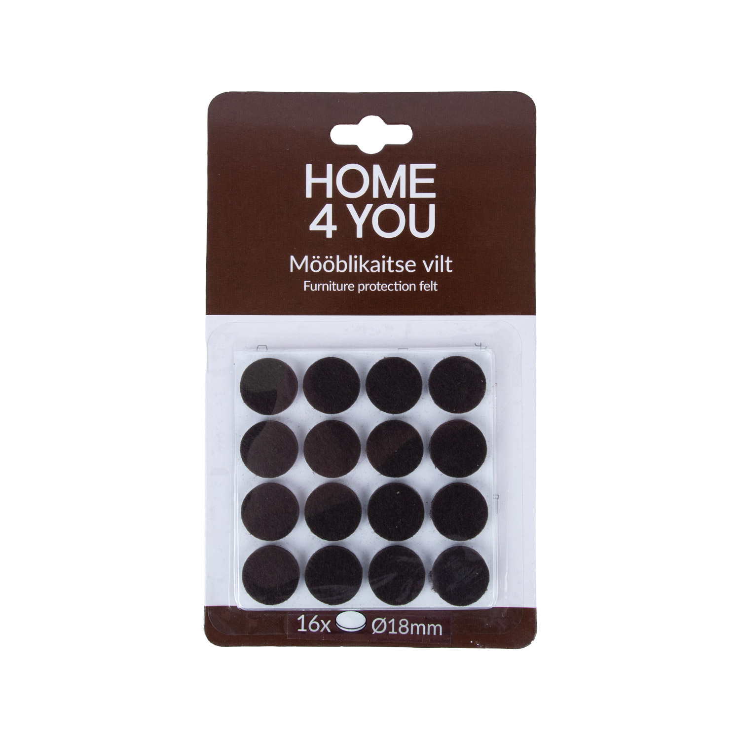 77191 Apsauginės veltinio pagalvėlės D18 mm, 16 vnt., juodos spalvos - Image 1