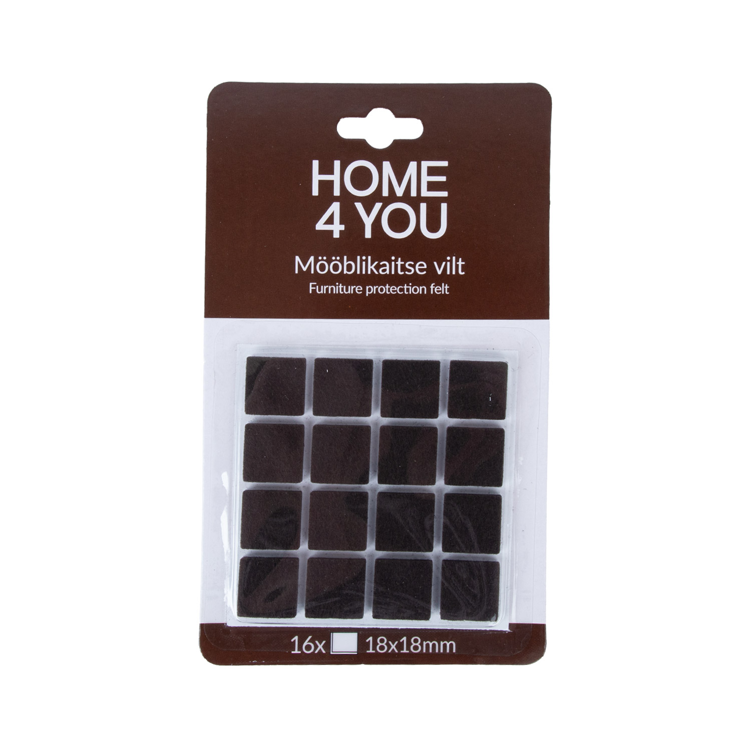 77195 Apsauginės veltinio pagalvėlės 18x18 mm, 16 vnt., juodos spalvos - Image 1