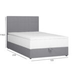 Kontinentinė lova LEVI 120x200 cm, su čiužiniu, pilka - Image 5