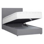 Kontinentinė lova LEVI 120x200 cm, su čiužiniu, pilka - Image 2