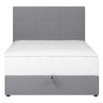 Kontinentinė lova LEVI 120x200 cm, su čiužiniu, pilka - Image 3