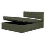 Kontinentinė lova LEENA 160x200 cm, su čiužiniu, žalia - Image 3