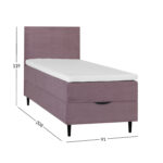 Kontinentinė lova LAARA 90x200 cm, rožinė - Image 9