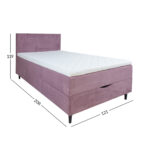 Kontinentinė lova LAARA 120x200 cm, rožinė - Image 7