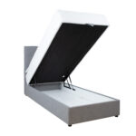 Kontinentinė lova LEVI 90x200 cm, su čiužiniu, pilka - Image 2