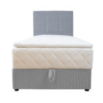 Kontinentinė lova LEVI 90x200 cm, su čiužiniu, pilka - Image 3