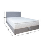 Kontinentinė lova LEVI 140x200 cm, su čiužiniu, pilka - Image 6