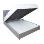 Kontinentinė lova LEVI 140x200 cm, su čiužiniu, pilka - Image 2