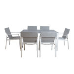 Sodo baldų komplektas OSMAN stalas ir 6 kėdės, šviesiai pilkos spalvos - Image 2
